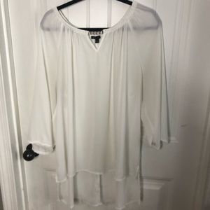 Sami & Jo Plus White Flowy High Low Tunic 2X